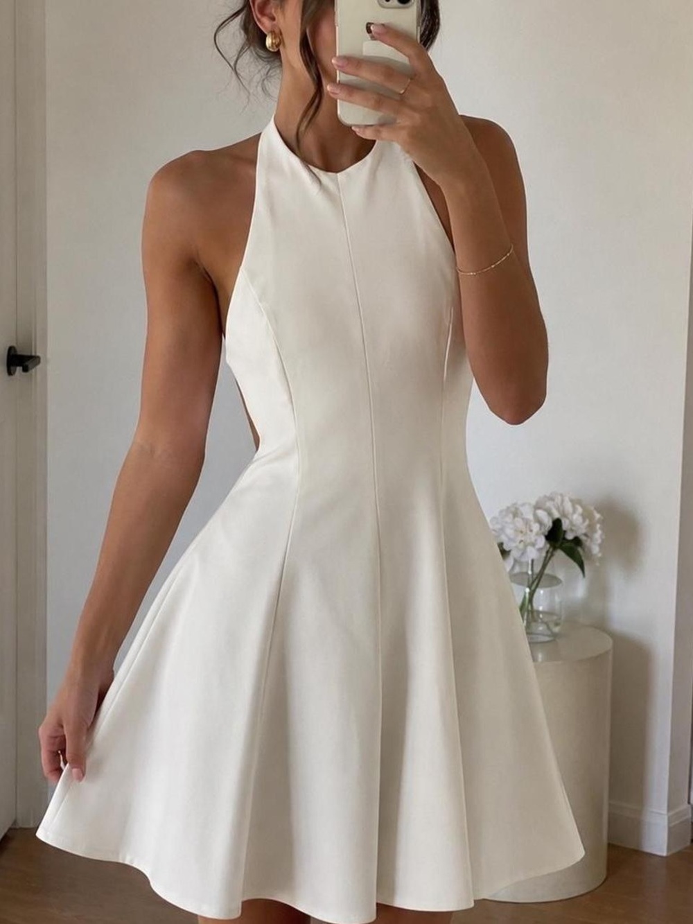 Zara White Halter Mini Dress